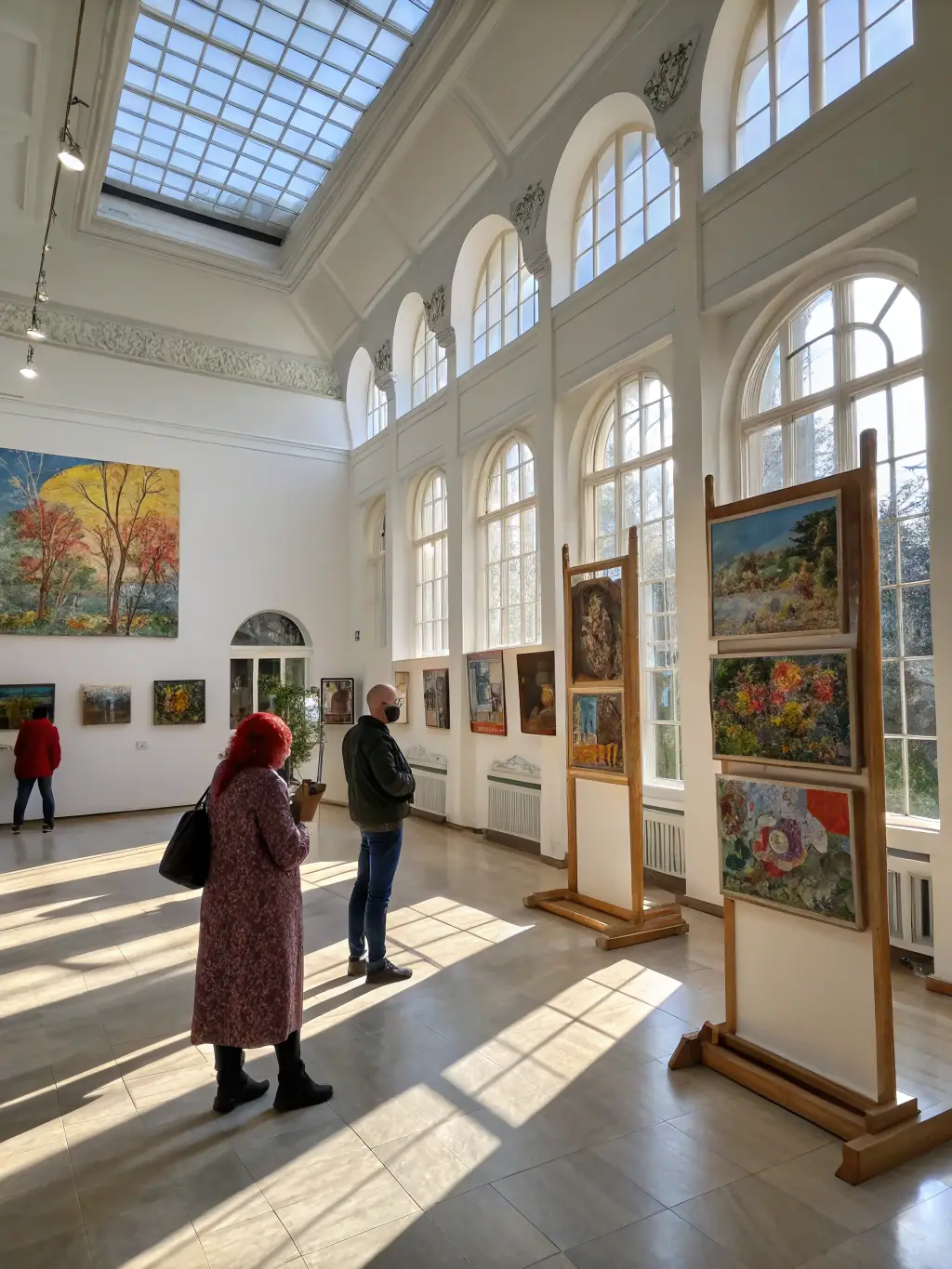 A captivating image of a recent art exhibition hosted by SHAKERS LIEUX D’EFFERVESCENCE, featuring diverse artworks and attendees appreciating the display, highlighting the collective's role in promoting local art.
